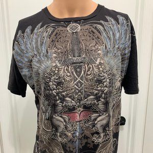 Red Belt lions wings sword t shirt  short sleeve men's large